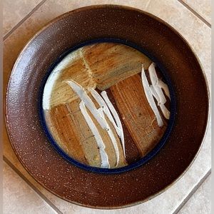 Art pottery, ceramic large decorative dish plate, 13.25” diameter fall colors